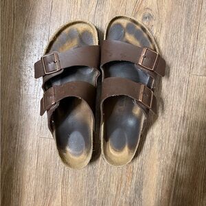 Birkenstock Dark Brown Leather Buckle Sandals